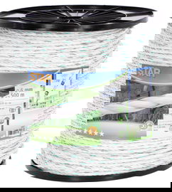 Linka ogrodzeniowa STAR, 500 m x 6 mm, biało-zielona, Kerbl