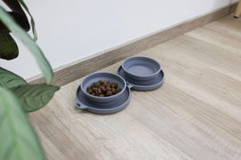 Miska podróżna, składana, 2 x 300 ml, szara, Kerbl