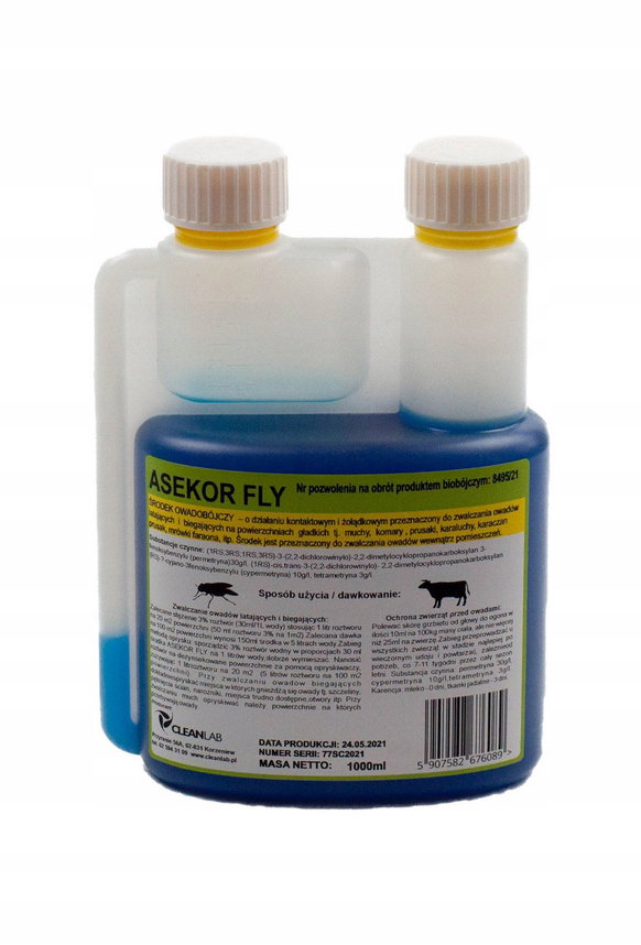 ASEKOR FLY niebieski na muchy komary dla bydła 1L