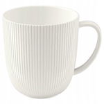 Kubek OFANTLIGT porcelanowy 310 ML, biały z paskami - elegancki design