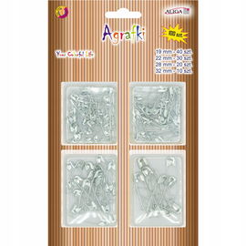 AGRAFKI KRAWIECKIE SREBRNE METALOWE 100SZT. MIX WIELKOŚCI