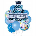 BALONY NA URODZINY LATEKSOWE FOLIOWE HAPPY BIRTHDAY NIEBIESKIE 9 SZT