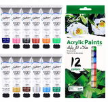 FARBY AKRYLOWE W TUBKACH ZESTAW FARB AKRYLOWYCH 12 SZTUK 12ML DO MALOWANIA