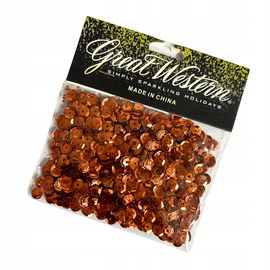 CEKINY POMARAŃCZOWE MIEDZIANE DEKORACYJNE DO OZDABIANIA 6MM 14G