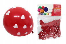 BALONY CZERWONE W SERDUSZKA ZESTAW 10 SZT 30CM ROCZNICA WALENTYNKI IMPREZA