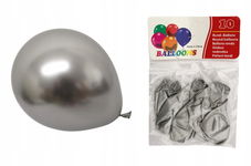 BALONY METALIZOWANE SREBRNE ZESTAW 10 SZT 25CM DEKORACJA NA URODZINY ŚLUB