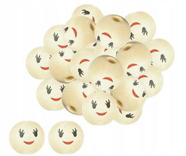 KORALE KORALIKI BUŹKI DREWNIANE GŁÓWKI Z RZĘSAMI DO ANIOŁKÓW 14MM 20SZT