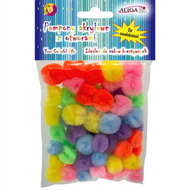 POMPONY AKRYLOWE Z OTWOREM PLUSZOWE KULECZKI MIX