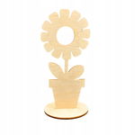 GERBERA W DONICZCE DREWNIANY KWIATEK NA PODSTAWCE DEKORACJA OZDOBA 15 CM
