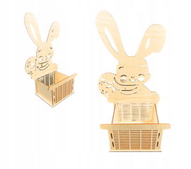 DREWNIANY KOSZYK ZAJĄC KOSZYCZEK WIELKANOCNY POJEMNIK NA SŁODYCZE 3D 37CM