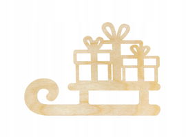 DREWNIANA ZAWIESZKA ZE SKLEJKI SANIE SANKI PREZENTY NA CHOINKĘ DECOUPAGE