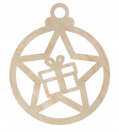 DREWNIANA BOMBKA GWIAZDA GWIAZDKA PREZENT ZAWIESZKA NA CHOINKĘ ŚWIĘTA 10CM