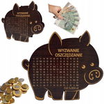 ŚWINKA SKARBONKA WYZWANIE OSZCZĘDZANIE 5000ZŁ KOLOR WENGE PREZENT
