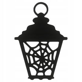 DREWNIANA ZAWIESZKA DEKOR CZARNY LAMPION Z PAJĘCZYNĄ HALLOWEEN DECO 20CM