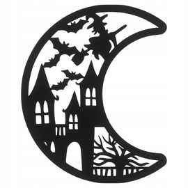 DEKOR ZAWIESZKA CZARNY KSIĘŻYC MIASTO WIEDŹMY HALLOWEEN OZDOBA BAZA 15CM
