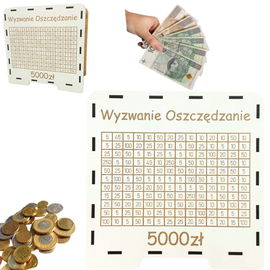 BIAŁA SKARBONKA WYZWANIE OSZCZĘDZANIE WYKREŚLANKA NA PREZENT UPOMINEK