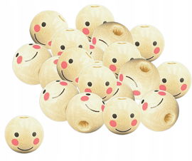 KORALE KORALIKI BUŹKI DREWNIANE GŁÓWKI Z RUMIEŃCAMI DO ANIOŁKÓW 20MM 20SZT