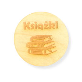 DREWNIANA TABLICZKA ETYKIETA ZNACZEK NA SZUFLADĘ/PUDEŁKO - KSIĄŻKI