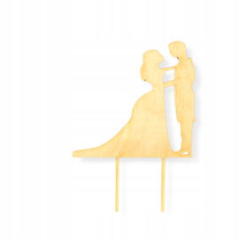 DREWNIANY TOPPER ŚLUBNY MŁODA PARA WESELE DECOUPAGE DEKOR ZE SKLEJKI 16CM