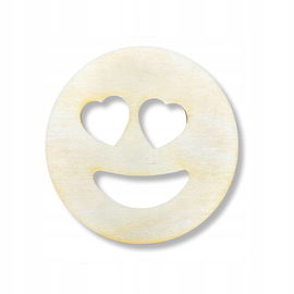 DREWNIANA EMOTKA SERCA DEKOR PODKŁADKA PODSTAWKA POD KUBEK EMOTIKON KOŁO