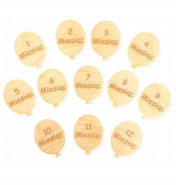 DREWNIANE TABLICZKI KARTY DO ZDJĘĆ DZIECKA Z MIESIĄCAMI PIERWSZY ROK ŻYCIA