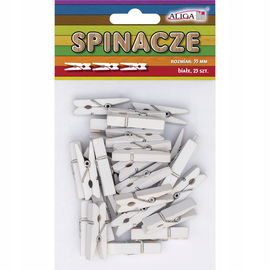 KLAMERKI SPINACZE DREWNIANE OZDOBNE BIAŁE MINI 35MM 25SZT