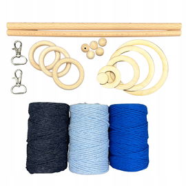 ZESTAW DO MAKRAMY SZNUREK BAWEŁNIANY 3SZT 180M + DODATKI NA PREZENT