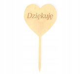 DREWNIANY TOPPER PIK SERCE SERDUSZKO NA PIKU DZIĘKUJĘ PODZIĘKOWANIA NA TORT
