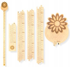 DREWNIANA MIARKA WZROSTU NA ŚCIANĘ DLA DZIECKA KWIAT DECOUPAGE 70-165CM