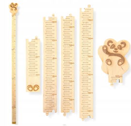 DREWNIANA MIARKA WZROSTU NA ŚCIANĘ DLA DZIECKA MIŚ DECOUPAGE PANDA 70-165CM