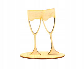 DREWNIANE KIELISZKI NA PODSTAWCE ZE SKLEJKI DECOUPAGE OZDOBA ŚLUB 10CM