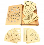 DREWNIANY SZABLON SZABLONY ZESTAW MONTESSORI TABLICE GRAFOMOTORYCZNE NAUKA