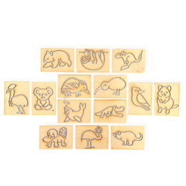 DREWNIANY SZABLON SZABLONY ZESTAW DO RYSOWANIA DLA DZIECI ZWIERZĘTA ZOO