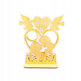 DREWNIANY DEKOR NA ŚLUB WESELE WALENTYNKI PARA MŁODA ZAKOCHANI ZE SKLEJKI