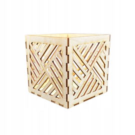 Lampion drewniany latarenka ze sklejki decoupage ozdoba świecznik 11cm