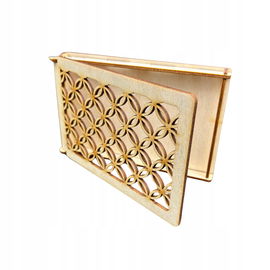 Drewniane pudełko ażurowe szkatułka ze sklejki zamykane decoupage 15x10