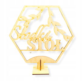 DREWNIANA DEKORACJA NAPIS NA SŁODKI STÓŁ DECOUPAGE DO CANDY BARU 25CM