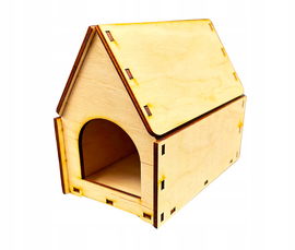 DREWNIANY DOM DOMEK ZE SKLEJKI DLA CHOMIKA MYSZKI GRYZONIA DECOUPAGE 11CM