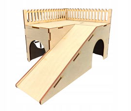 DREWNIANY DOM DOMEK ZE SKLEJKI DLA CHOMIKA MYSZKI GRYZONIA PIĘTROWY