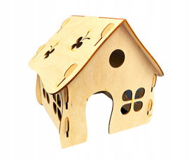 DREWNIANY DOM DOMEK ZE SKLEJKI DLA CHOMIKA MYSZKI GRYZONIA DECOUPAGE DUŻY