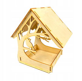 KARMNIK BUDKA DOMEK DLA PTAKÓW DREWNIANY ZE SKLEJKI DECOUPAGE DEKOR 26CM