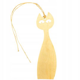 ZAKŁADKA DO KSIĄŻKI DREWNIANA KOT KOTEK DECOUPAGE ZE SKLEJKI DEKOR 15,5CM