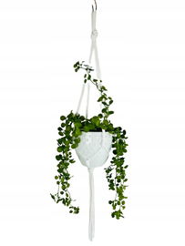 KWIETNIK WISZĄCY DO KWIATA DONICY MAKRAMA ZE SZNURKA BOHO PLECIONY BIAŁY