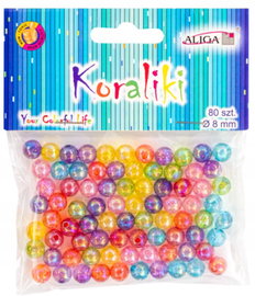 Korale plastikowe perłowe 8mm mix kolorów 80szt