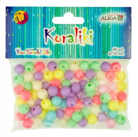 Korale plastikowe pastelowe 10mm mix kolorów 80szt