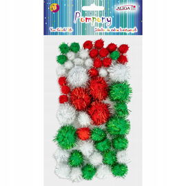 Pompony metalizowane mix kolorów i rozmiarów 50szt