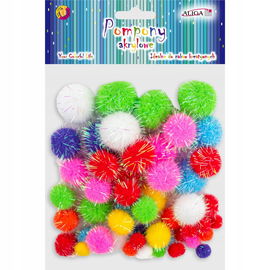 Pompony metalizowane mix kolorów i rozmiarów 50szt