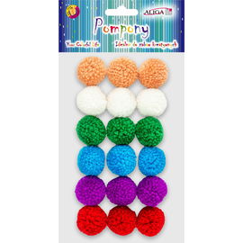 Pompony mix kolorów 3cm 18 szt