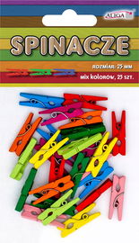 Klamerki spinacze drewniane ozdobne kolorowe mini