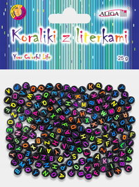 Koraliki korale literki alfabet płaskie plastikowe